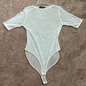 Boohoo White See Through Bodysuit